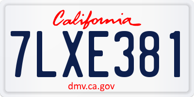 CA license plate 7LXE381