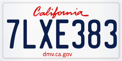 CA license plate 7LXE383