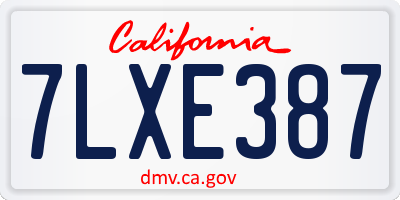 CA license plate 7LXE387