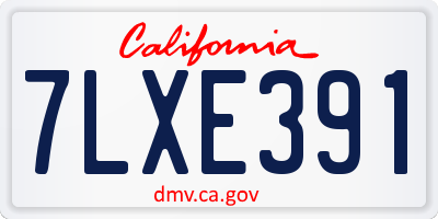 CA license plate 7LXE391