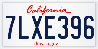 CA license plate 7LXE396
