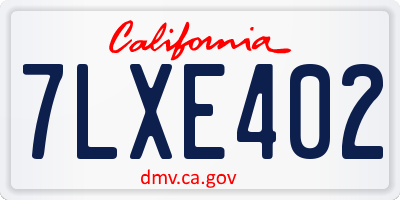 CA license plate 7LXE402