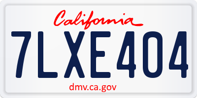 CA license plate 7LXE404