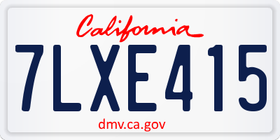 CA license plate 7LXE415