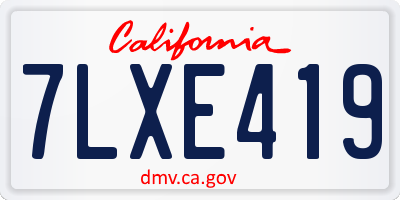 CA license plate 7LXE419