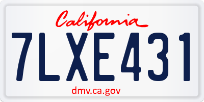 CA license plate 7LXE431