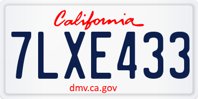 CA license plate 7LXE433