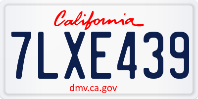 CA license plate 7LXE439