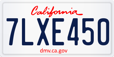 CA license plate 7LXE450