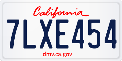 CA license plate 7LXE454