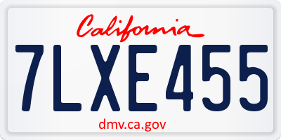CA license plate 7LXE455