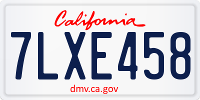 CA license plate 7LXE458