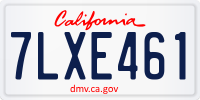 CA license plate 7LXE461