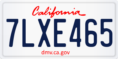 CA license plate 7LXE465