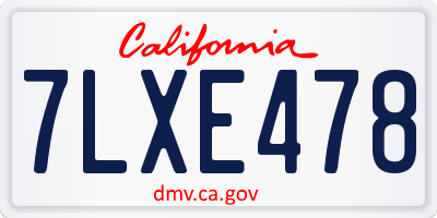 CA license plate 7LXE478