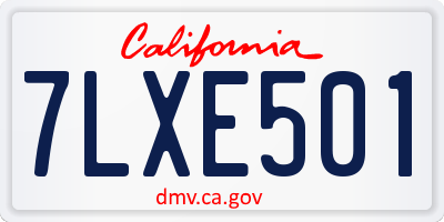 CA license plate 7LXE501