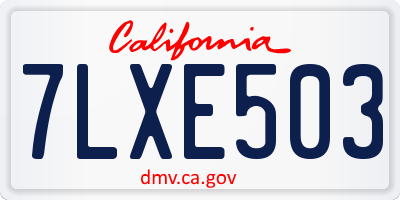 CA license plate 7LXE503