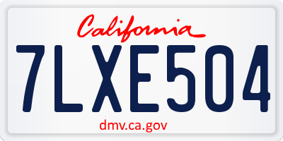CA license plate 7LXE504