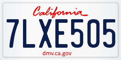 CA license plate 7LXE505