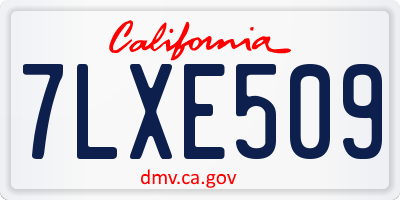 CA license plate 7LXE509