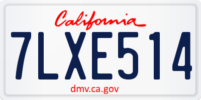 CA license plate 7LXE514