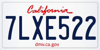 CA license plate 7LXE522