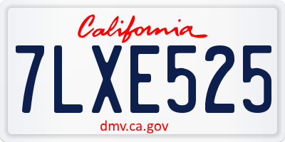CA license plate 7LXE525