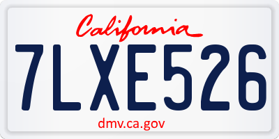 CA license plate 7LXE526