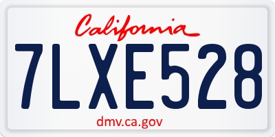 CA license plate 7LXE528