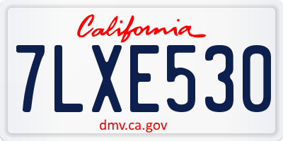 CA license plate 7LXE530