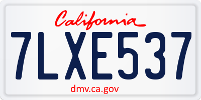 CA license plate 7LXE537
