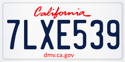 CA license plate 7LXE539