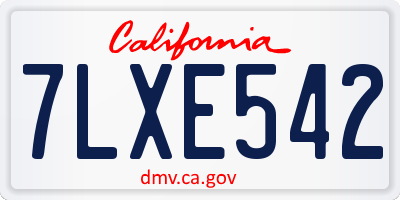 CA license plate 7LXE542