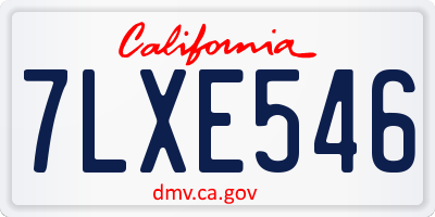 CA license plate 7LXE546