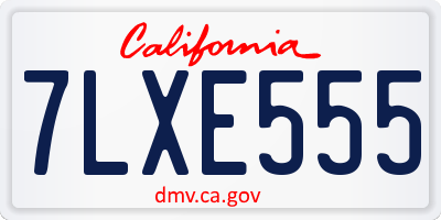 CA license plate 7LXE555