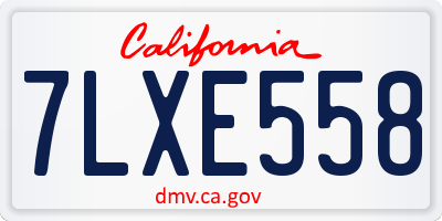 CA license plate 7LXE558