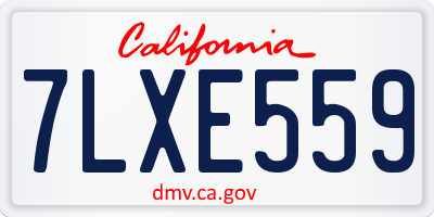 CA license plate 7LXE559