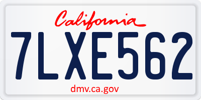 CA license plate 7LXE562
