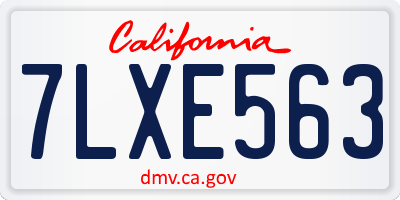 CA license plate 7LXE563