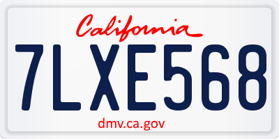 CA license plate 7LXE568