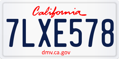CA license plate 7LXE578