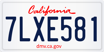 CA license plate 7LXE581