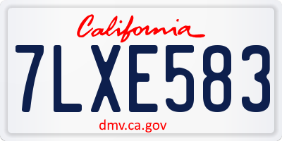 CA license plate 7LXE583