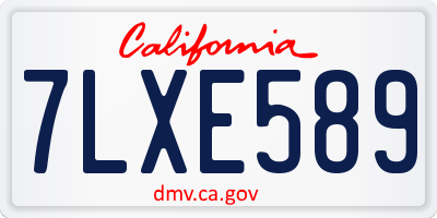 CA license plate 7LXE589