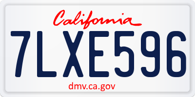 CA license plate 7LXE596