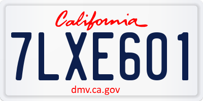 CA license plate 7LXE601
