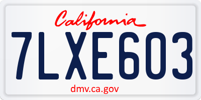 CA license plate 7LXE603