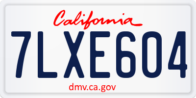 CA license plate 7LXE604
