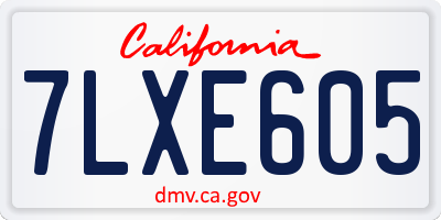 CA license plate 7LXE605