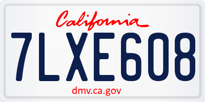 CA license plate 7LXE608
